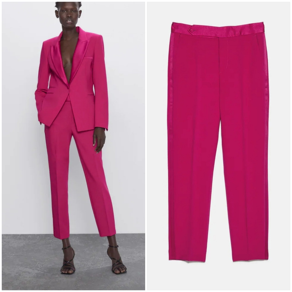 Zara Stripe Tuxedo Mid-Rise Pants Sz L